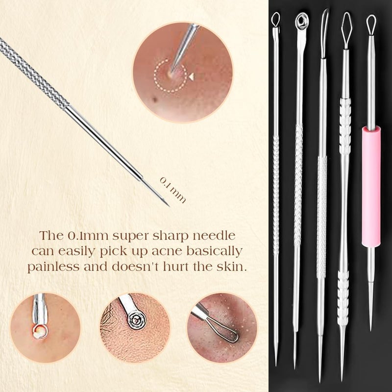 DERMATED 22 Pcs Pimple Popper Tool Kit 410 Stainless Steel Blackhead Remover Tools, Pimple Extractor Tool Kit for Blackheads, Blemish, Comdone, Acne, Zit, and Whiteheads for Face & Nose - Image 5